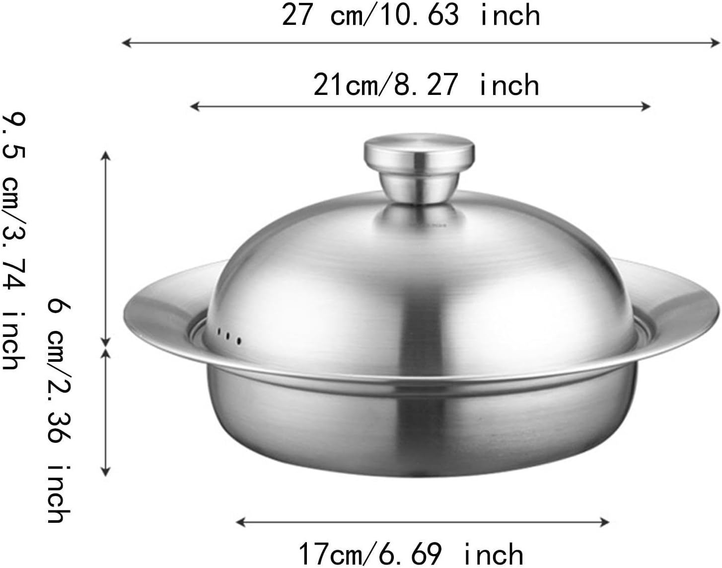 Bothyi Professional Steaming Plate Stockpot with Wide Edge for Fish, Potatoes, Eggs, Seafood - 17cmx21cmx27cm