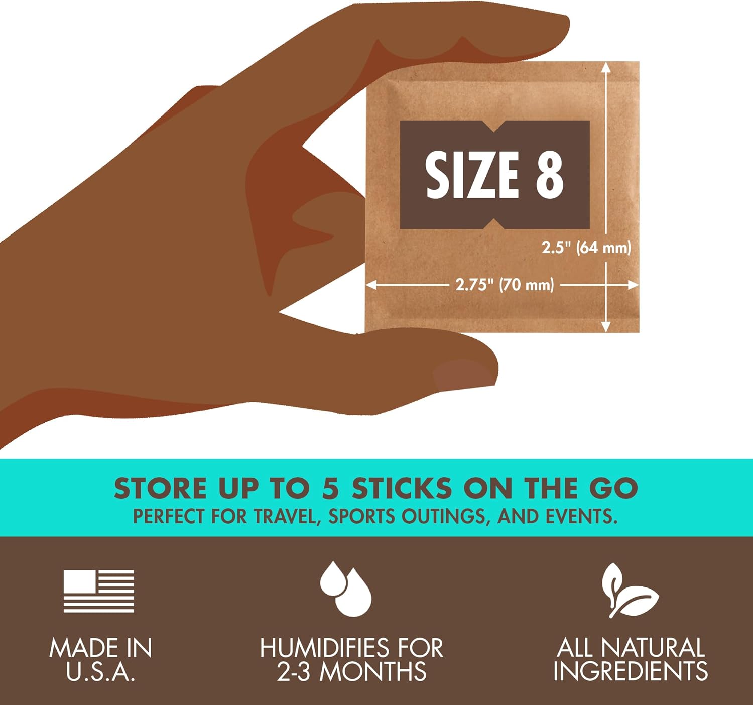 Boveda 65% Humidity Control Packs for Small Travel Boxes - Pack of 10 - Size 8 - Moisture Absorbers - Hydration Packets