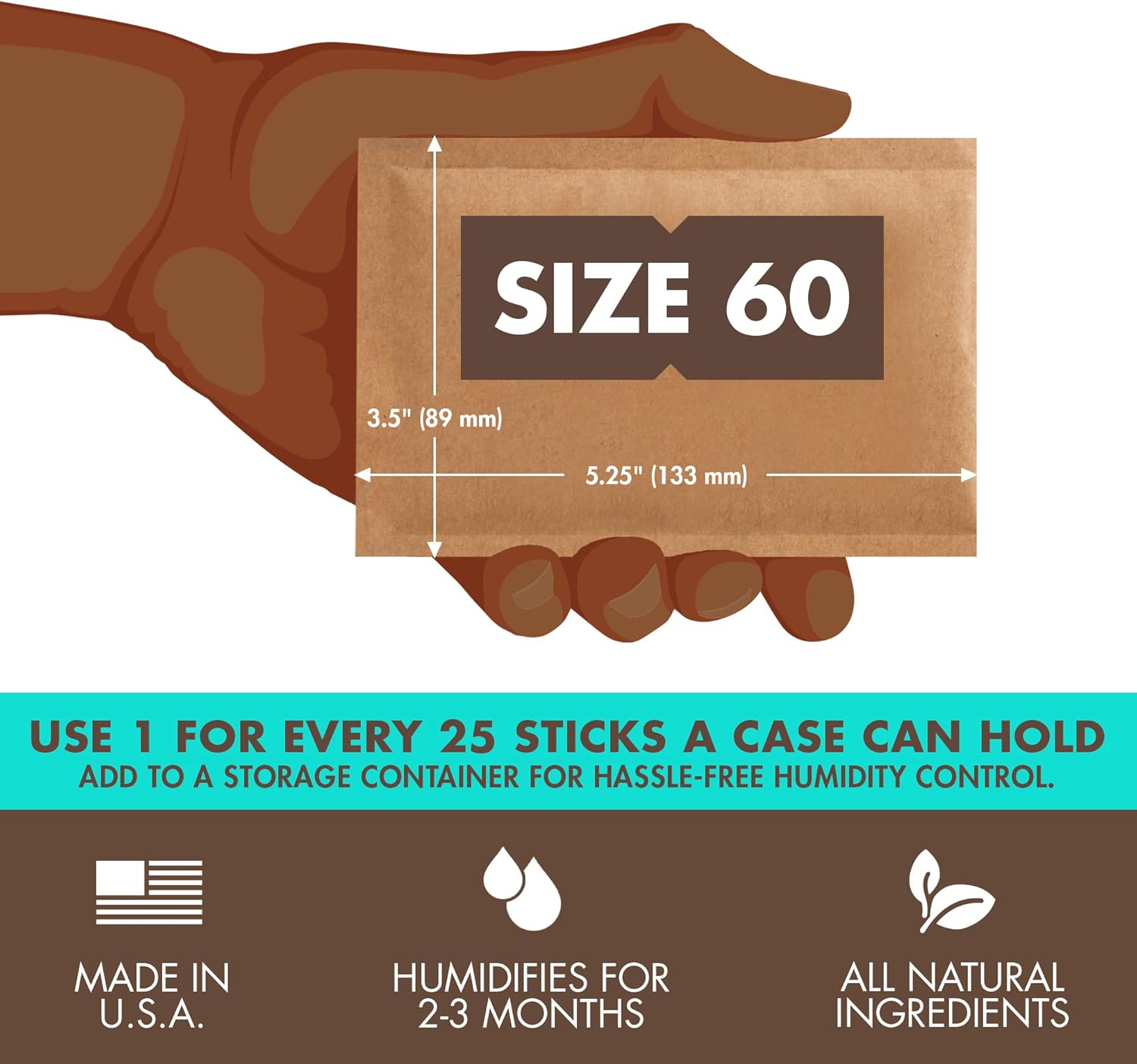 Boveda 72% Humidity Control Packs for Wood Humidors - Size 60, 20 Pack - Moisture Absorbers - Hydration Packets in Resealable Bag