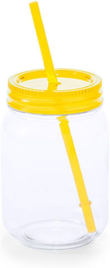 BPA-Free Plastic Mason Jam Jars, 600 ml, Yellow by eBuyGB