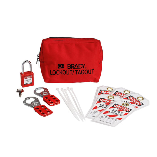 BRADY Electrical Lockout Tagout Kit with Hasps, Loto Tags, 1 Red Safety Padlock | Electrical Lock Out Tag Out Kit