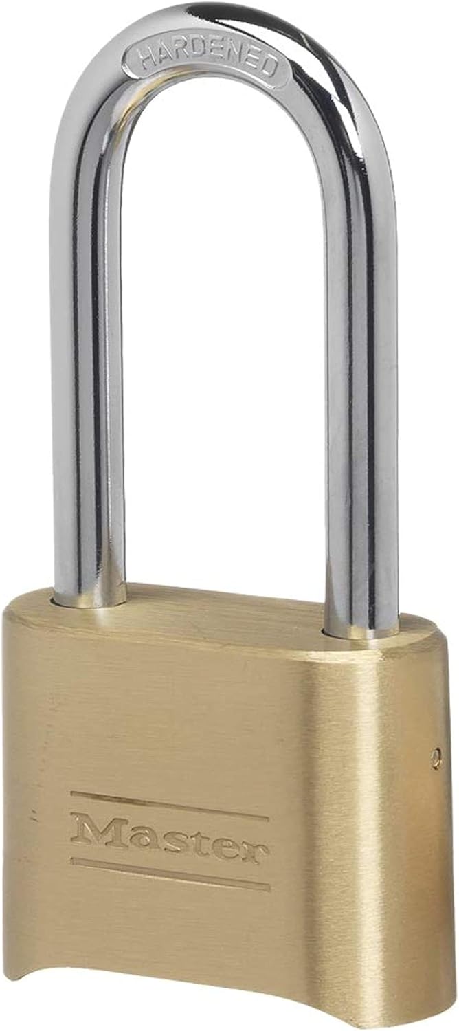 Brass Combination Gate Lock for Outdoor Fence or Shed with Customizable Combination Padlock and Extended 2-1/4-Inch-Long Shackle - WildKart