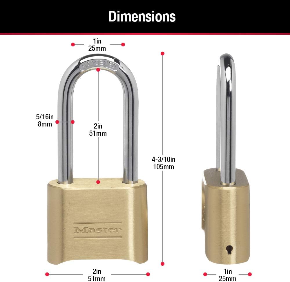 Brass Combination Gate Lock for Outdoor Fence or Shed with Customizable Combination Padlock and Extended 2-1/4-Inch-Long Shackle - WildKart