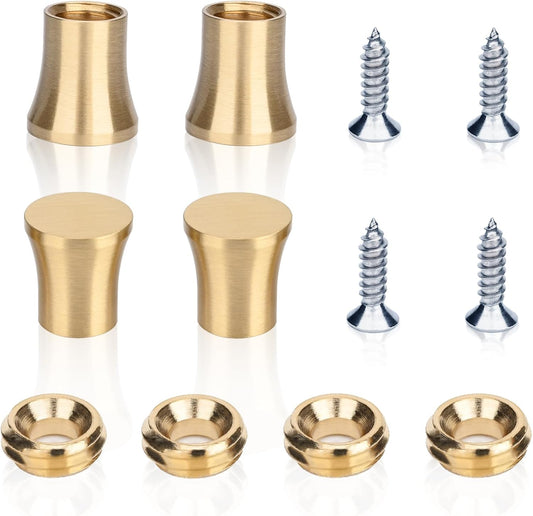 Brass Cutting Board Feet Set with Silicone Pads, Stainless Steel Screws - for Kitchen Utensils and Furniture (Volcanic Shape 4PCS)