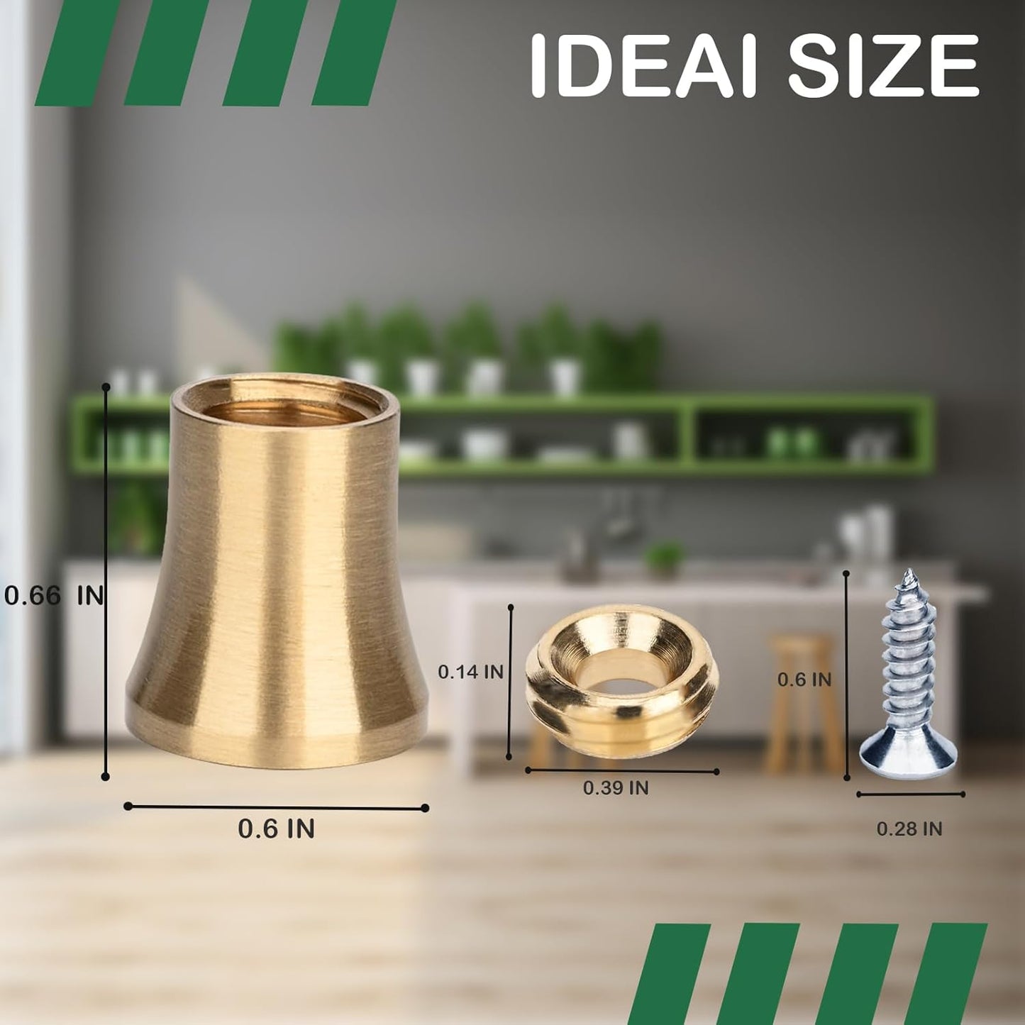 Brass Cutting Board Feet Set with Silicone Pads, Stainless Steel Screws - for Kitchen Utensils and Furniture (Volcanic Shape 4PCS)