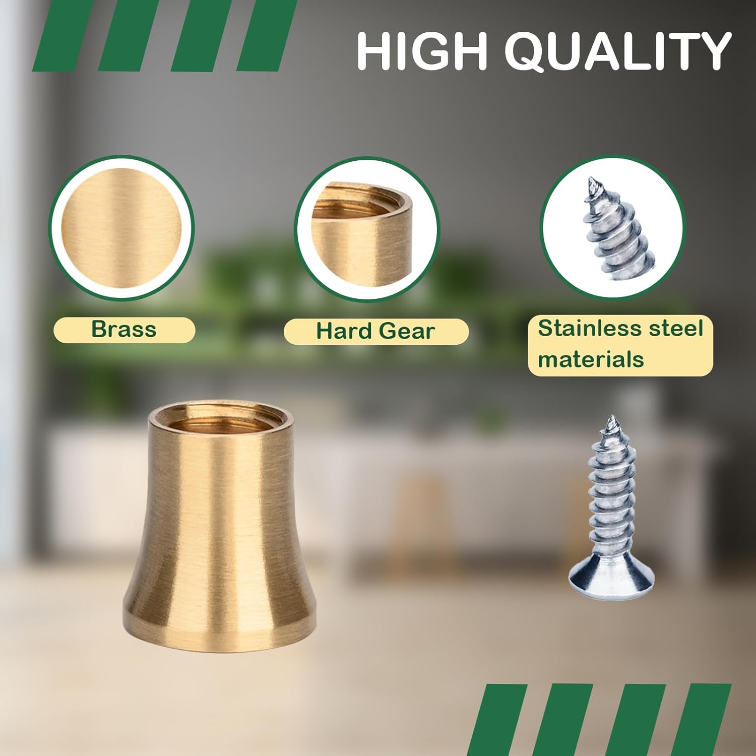 Brass Cutting Board Feet Set with Silicone Pads, Stainless Steel Screws - for Kitchen Utensils and Furniture (Volcanic Shape 4PCS)