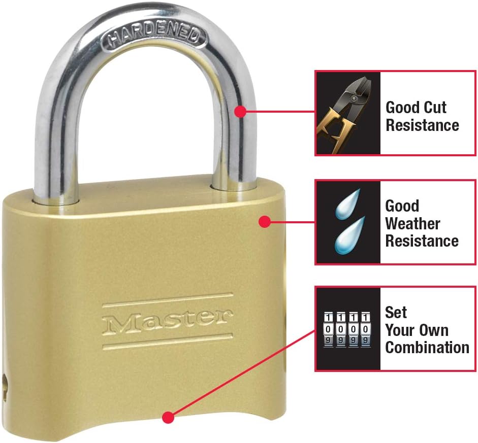 Brass Finish Master Lock 175 Padlock with Customizable Combination