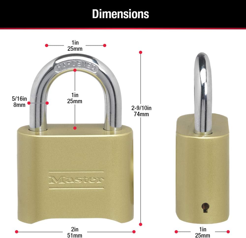 Brass Finish Master Lock 175 Padlock with Customizable Combination