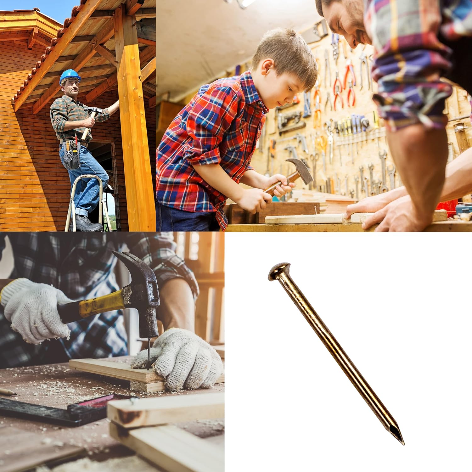 Brass Plated Hanging Picture Nails Assortment Kit (300pcs, 25MM) for Hardware