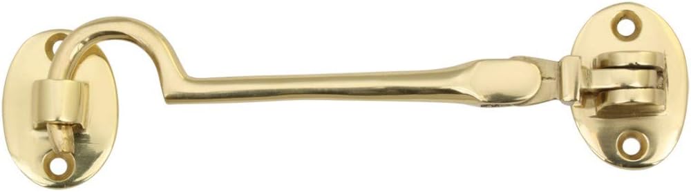 Brass Swivel Style Storage Hook and Eye Door Latch by Renovators Supply - Easy Install, Durable, Versatile - 4 Inch