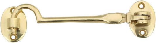 Brass Swivel Style Storage Hook and Eye Door Latch by Renovators Supply - Easy Install, Durable, Versatile - 4 Inch