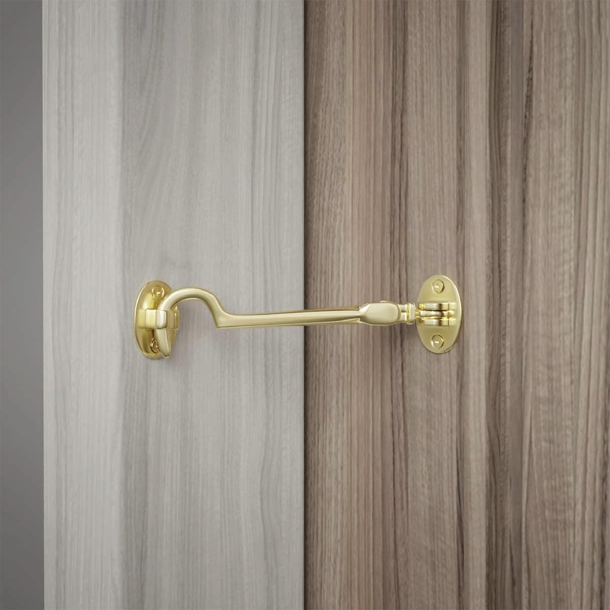 Brass Swivel Style Storage Hook and Eye Door Latch by Renovators Supply - Easy Install, Durable, Versatile - 4 Inch