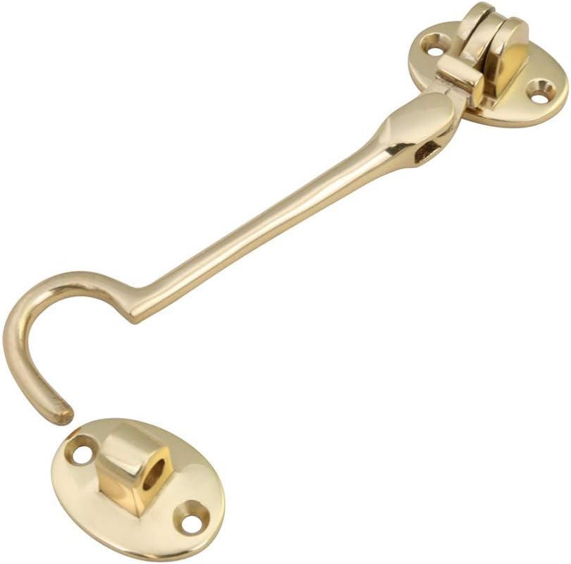 Brass Swivel Style Storage Hook and Eye Door Latch by Renovators Supply - Easy Install, Durable, Versatile - 4 Inch