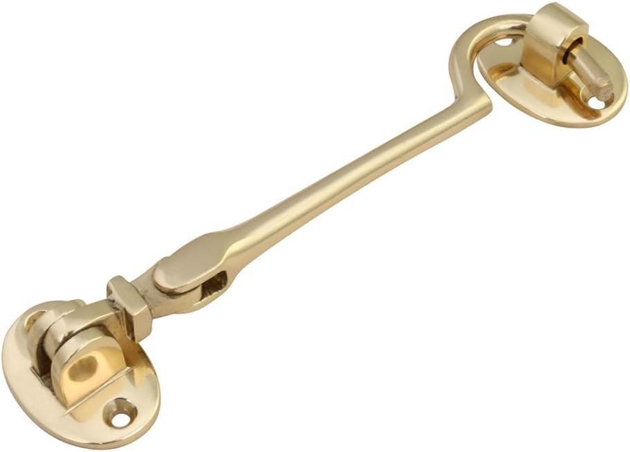 Brass Swivel Style Storage Hook and Eye Door Latch by Renovators Supply - Easy Install, Durable, Versatile - 4 Inch
