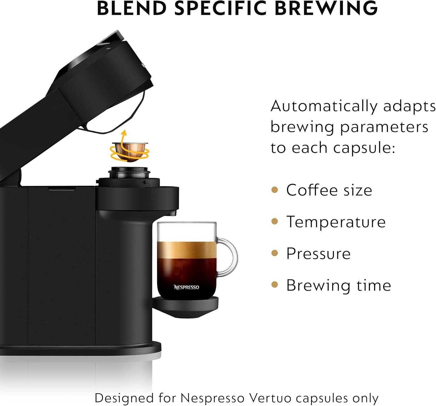 Breville Nespresso VertuoPlus Coffee and Espresso Maker, 1.1L, Ink Black