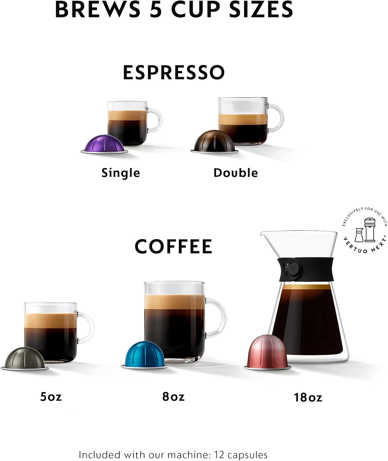 Breville Nespresso VertuoPlus Coffee and Espresso Maker, 1.1L, Ink Black