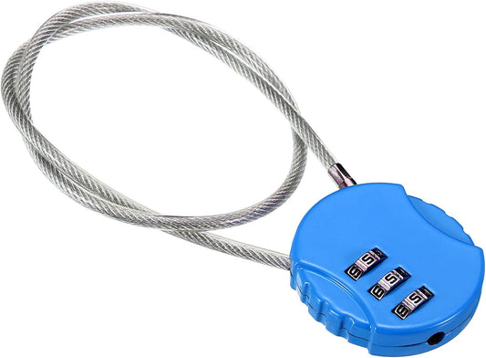 Bright Blue PATIKIL 15 Inch Combination Lock with Wire Rope - Outdoor Waterproof 3 Digit Code Padlock for Luggage, Gym Locker, Fence, Toolbox, Backpack