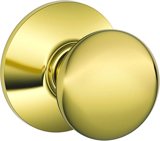 Bright Brass Schlage Plymouth Hall and Closet Knob F10 PLY 505 16-080 10-027