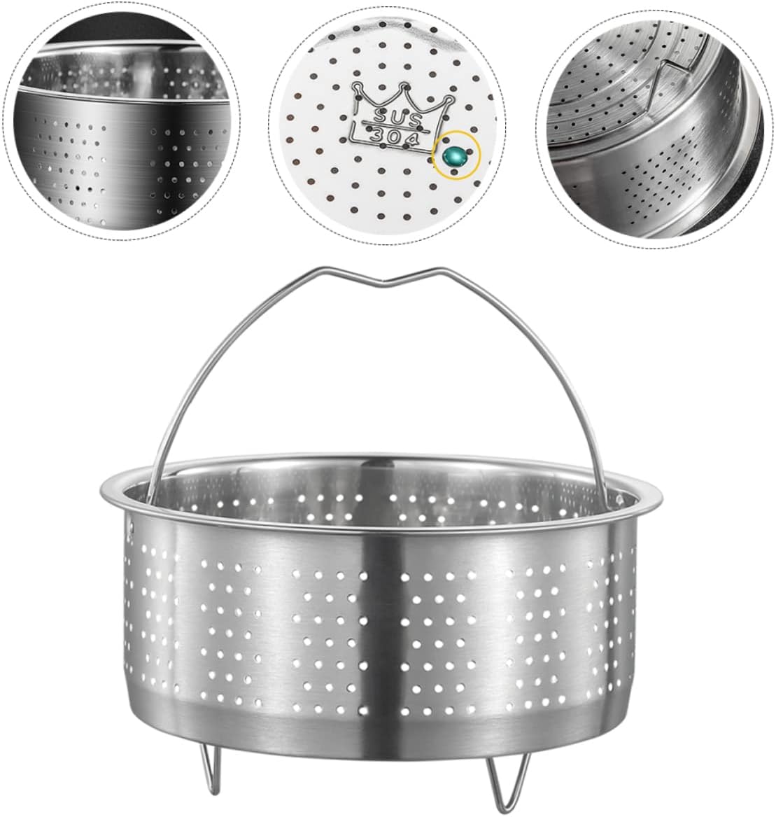 BRIGHTFUFU Multi-Use Steamer Insert Basket with Handle for Small Pressure Cookers