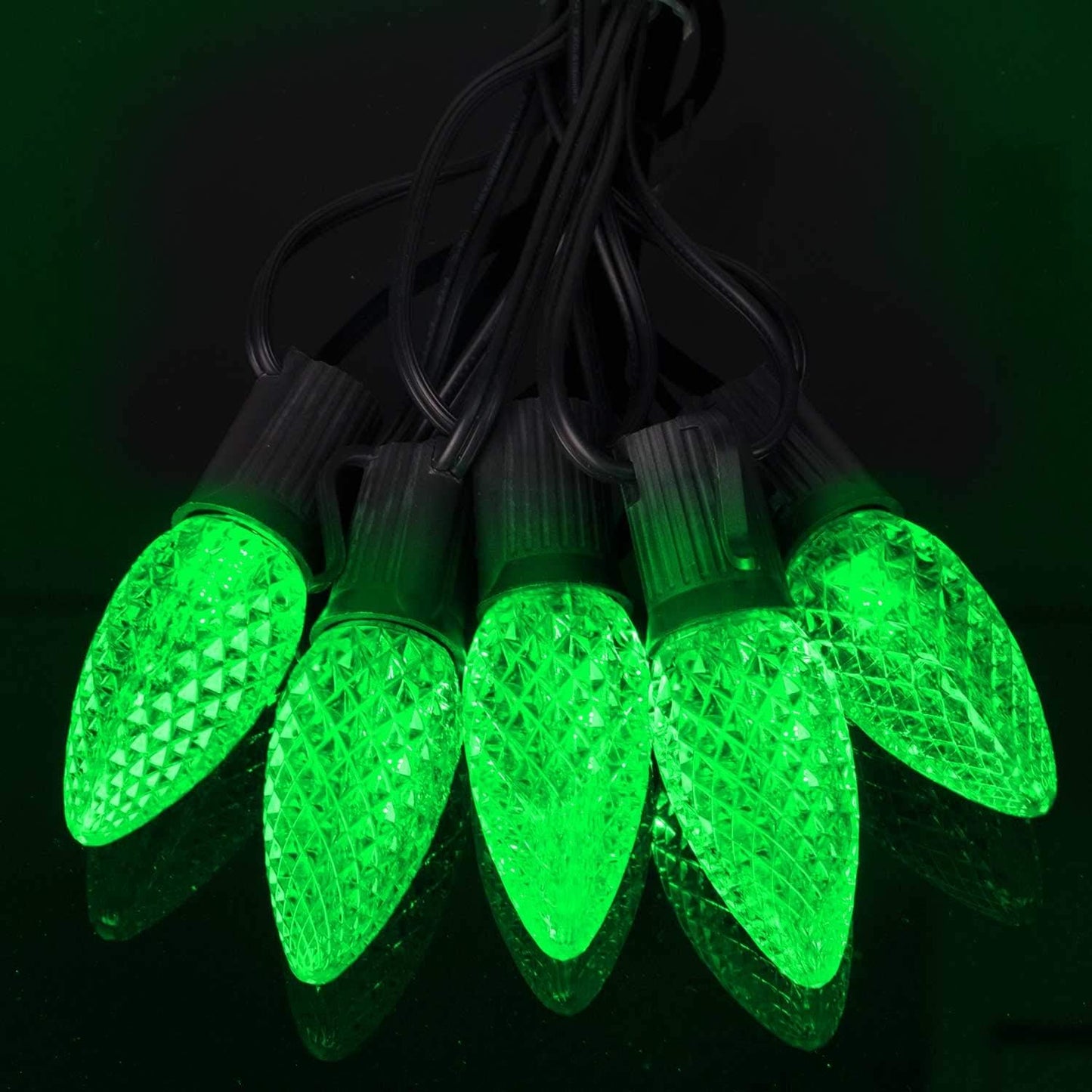 Brightown 25 Pack C9 LED Christmas Light Bulbs - Shatterproof, Dimmable, Green - Commercial Grade for String Lights