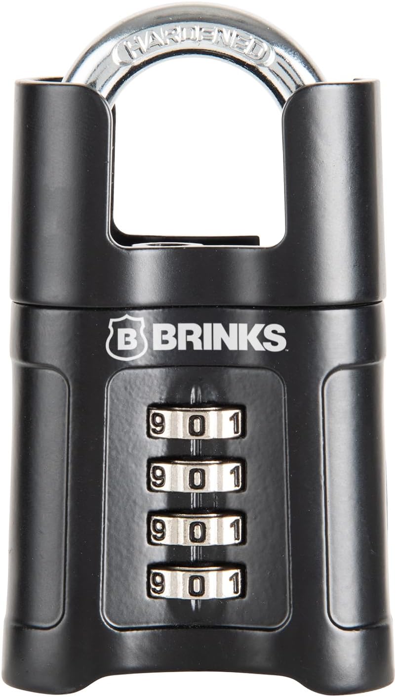 Brinks 2-1/4" Resettable Combination Padlock with Shrouded Guard - Black Color - WildKart