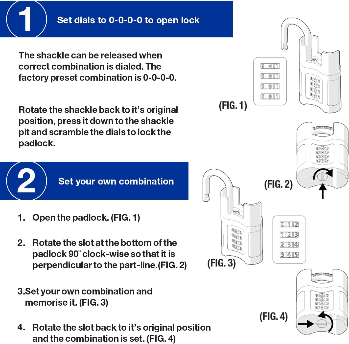 Brinks 2-1/4" Resettable Combination Padlock with Shrouded Guard - Black Color - WildKart