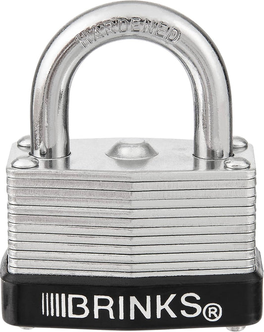 Brinks 40mm Keyed and Warded Padlock - Laminated Steel, Chrome Plated - Hardened Steel Shackle - WildKart