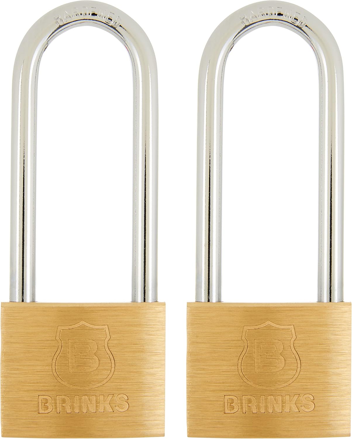 Brinks 40mm Solid Brass Keyed Padlock 2-Pack, Chrome Plated, Hardened Steel Shackle, 2.5" Clearance - WildKart