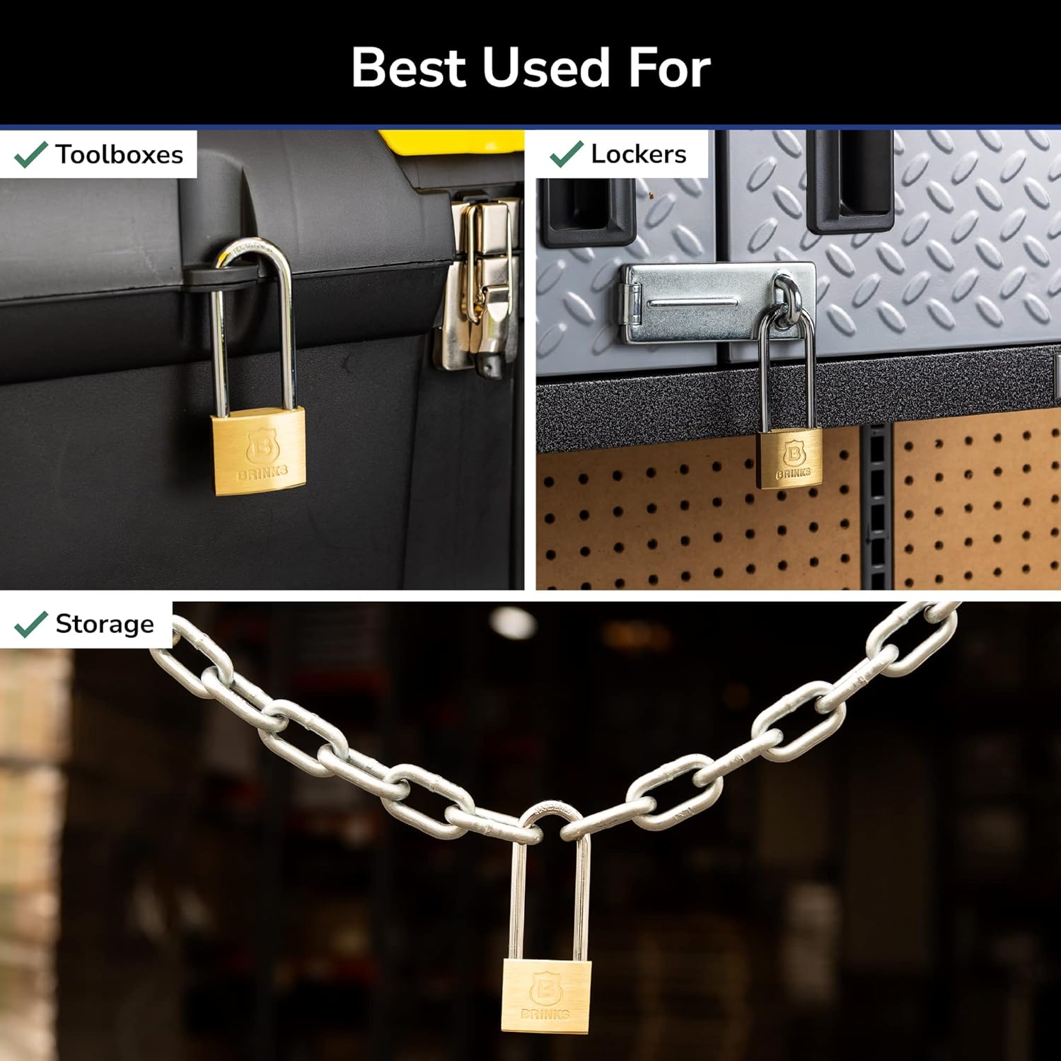 Brinks 40mm Solid Brass Keyed Padlock 2-Pack, Chrome Plated, Hardened Steel Shackle, 2.5" Clearance - WildKart