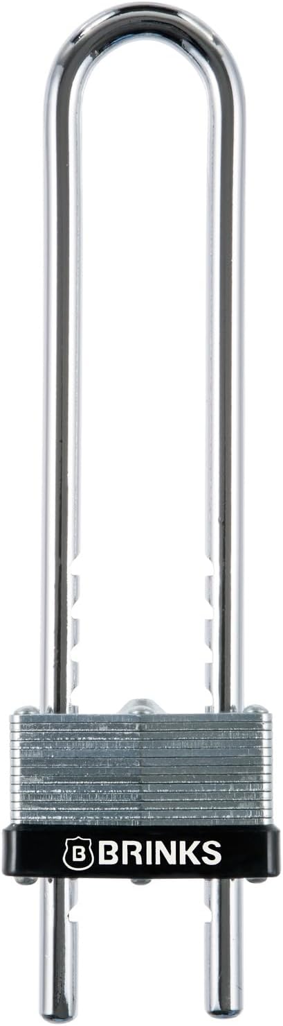 Brinks 44mm Laminated Steel Keyed Padlock - Adjustable Shackle, Chrome Plated & Hardened Steel - WildKart