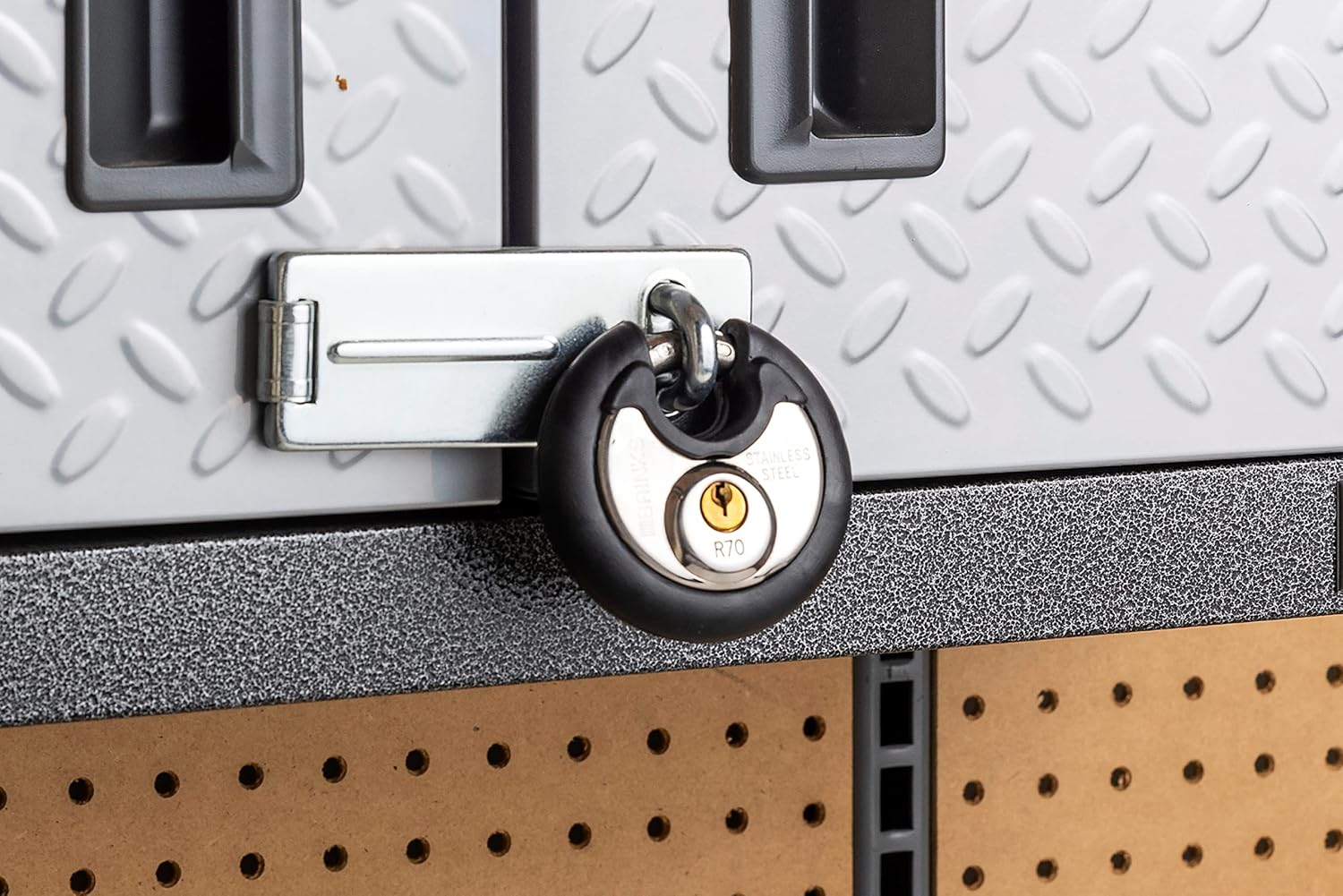 BRINKS 70mm Stainless Steel Heavy Duty Padlock & Key 2 Pack for Storage Shed, Garage, Locker, Sliding Doors, Cabinets - Keyed Alike Discus Lock with Steel Shackle, Black