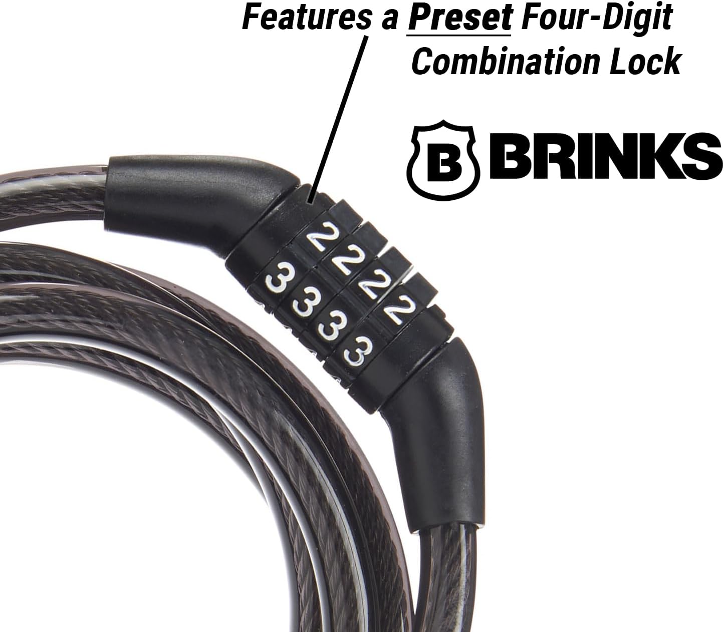 BRINKS Portable Security Bundle: U-Bar Padlock & 5 ft Cable Lock with Combination - Secure Your Belongings On-the-Go