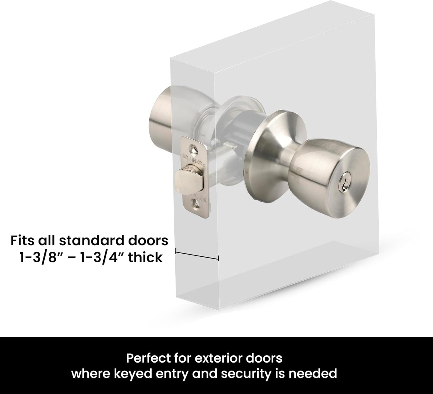 BRINKS Satin Nickel Door Knob and Deadbolt Set - 2-Pack, Keyed Alike