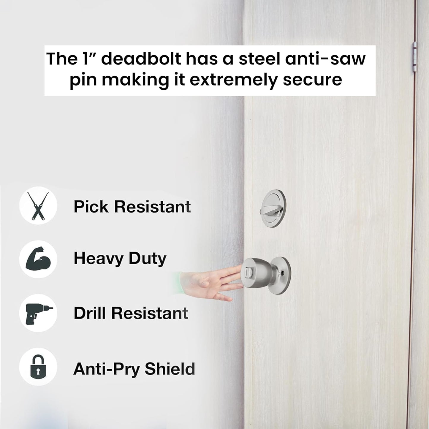 BRINKS Satin Nickel Door Knob and Deadbolt Set - 2-Pack, Keyed Alike