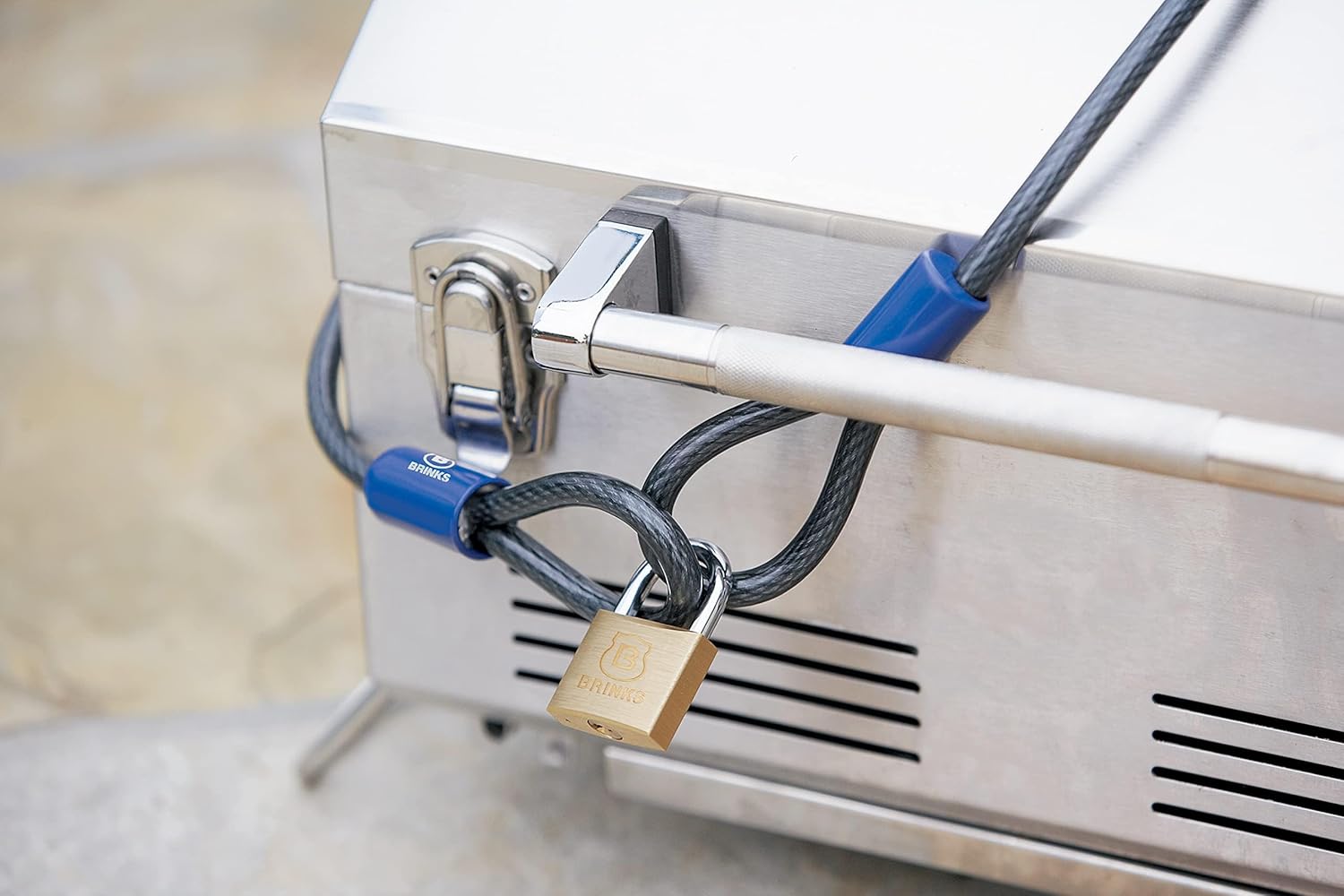 BRINKS Security Bundle: Heavy Duty 50mm Dial Combination Padlock & 15 ft Flexible Steel Loop Cable - Outdoor Use