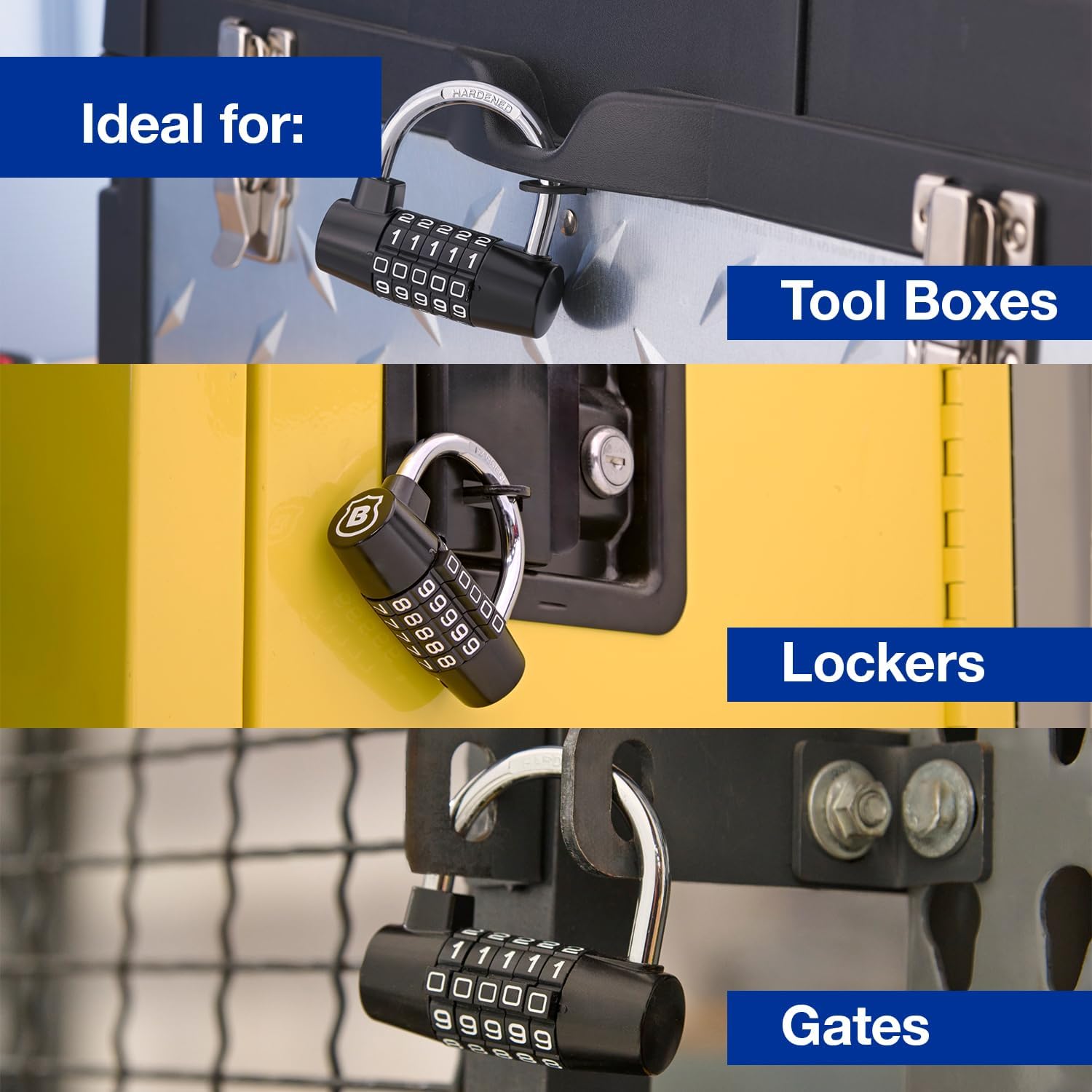 Brinks Small U-Bar Padlock with 2-7/8in Resettable Combination - Secure Your Belongings - WildKart