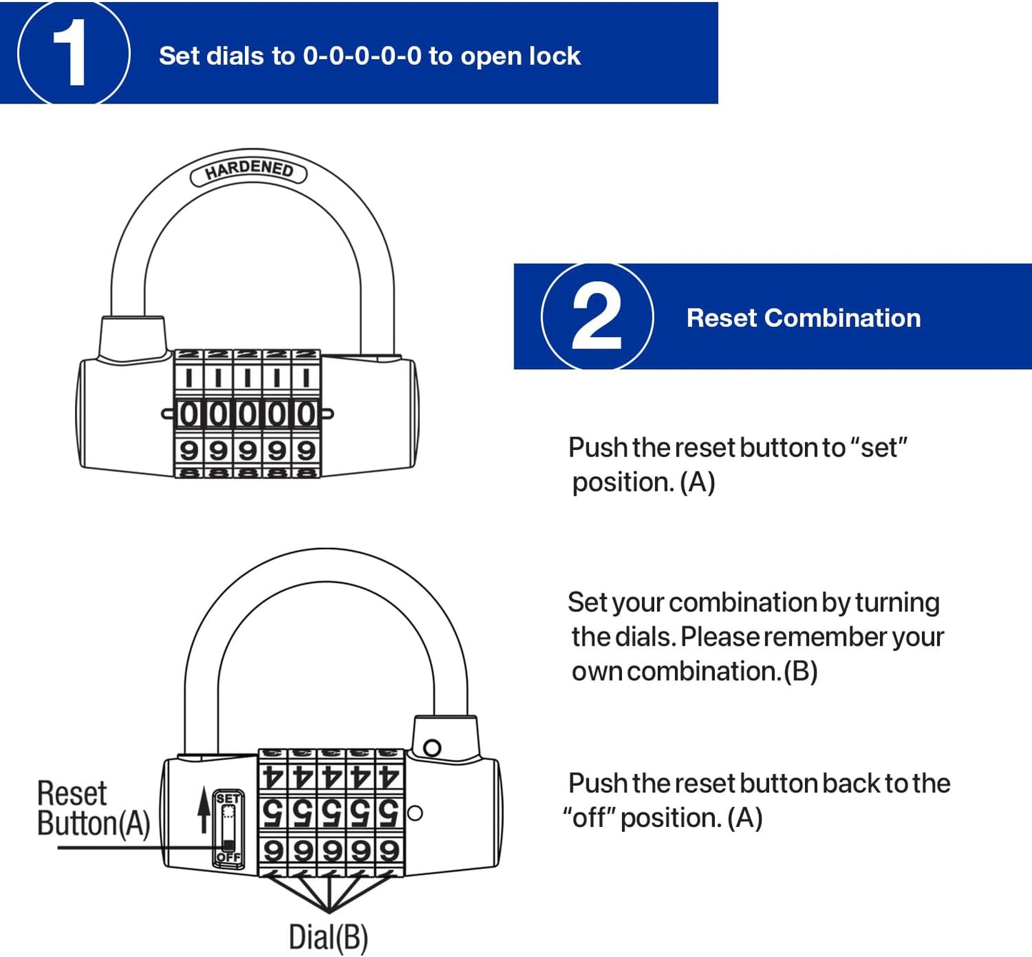 Brinks Small U-Bar Padlock with 2-7/8in Resettable Combination - Secure Your Belongings - WildKart