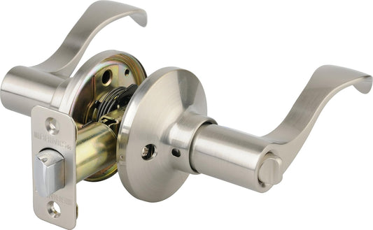 BRINKS Wave Privacy Locking Interior Door Handle, Satin Nickel - Seamless Blend with Décor, Durable and Reliable Design