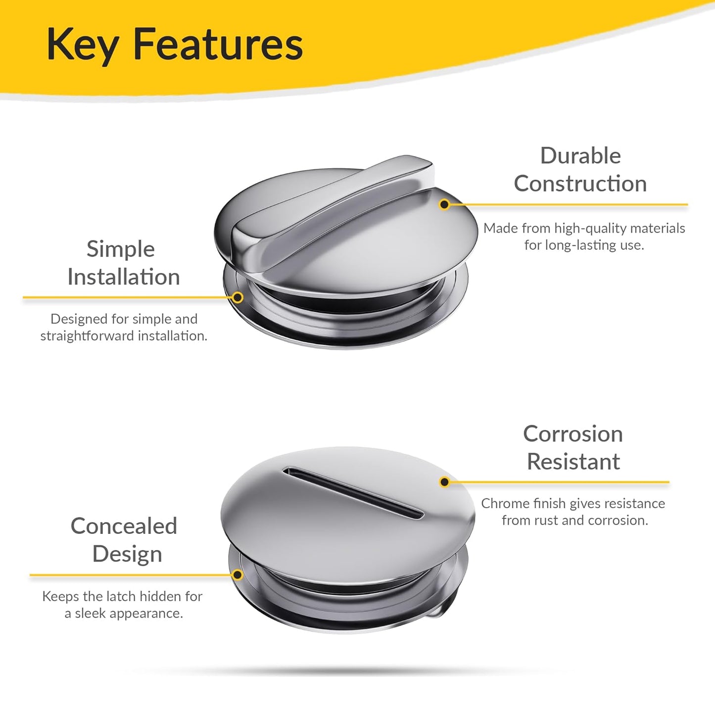 Brixwell 91-130 Concealed Latch Cover and Knob - Chrome Finish for Enhanced Security and Style on 1" Steel Doors