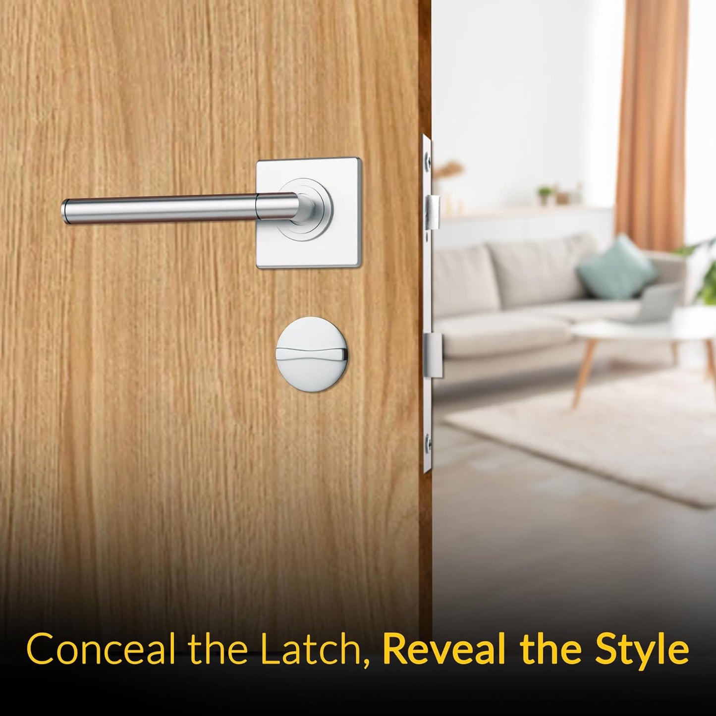 Brixwell 91-130 Concealed Latch Cover and Knob - Chrome Finish for Enhanced Security and Style on 1" Steel Doors
