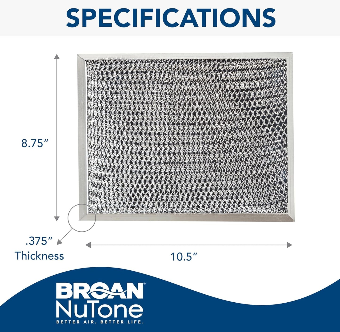 Broan-NuTone 41F Ductless Range Hood Carbon Charcoal Air Filter for Kitchen - Replacement Filter for Series