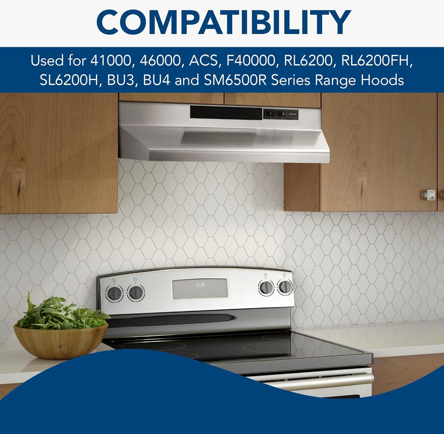 Broan-NuTone 41F Ductless Range Hood Carbon Charcoal Air Filter for Kitchen - Replacement Filter for Series