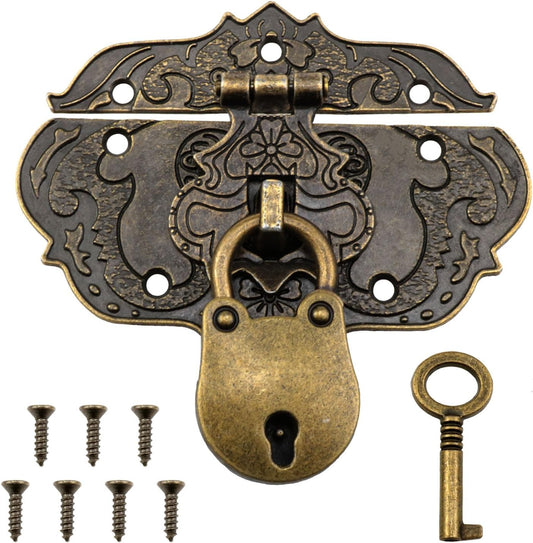 Bronze Antique Decorative Brass Hasp Clasp Lock Set for Jewelry & Wooden Boxes