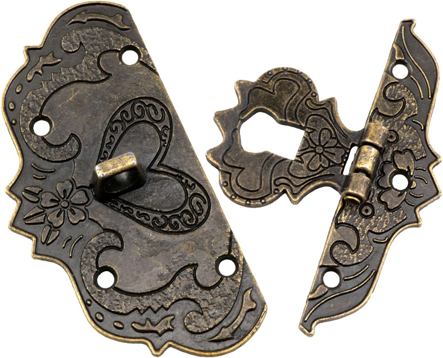 Bronze Antique Decorative Brass Hasp Clasp Lock Set for Jewelry & Wooden Boxes