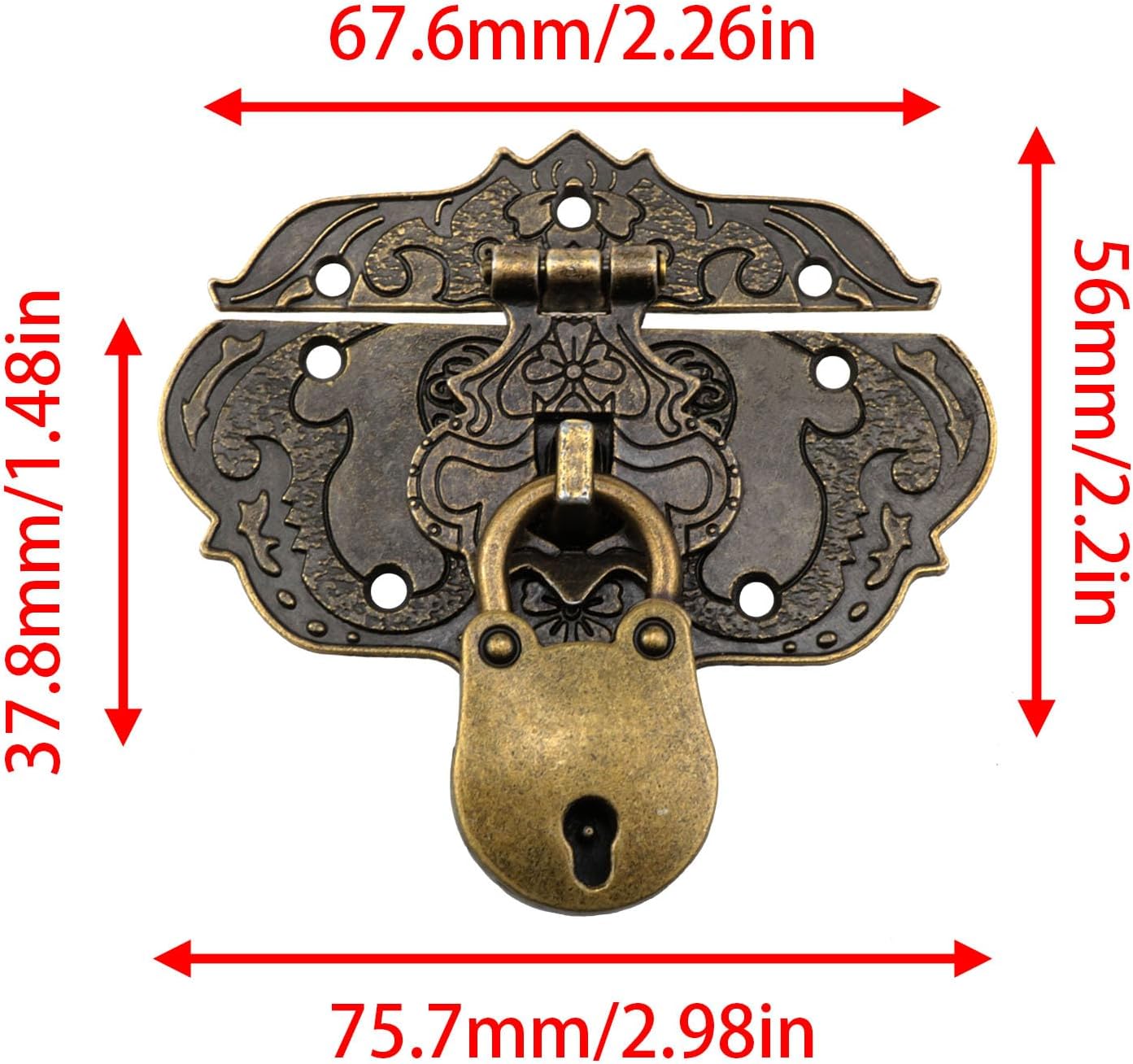 Bronze Antique Decorative Brass Hasp Clasp Lock Set for Jewelry & Wooden Boxes