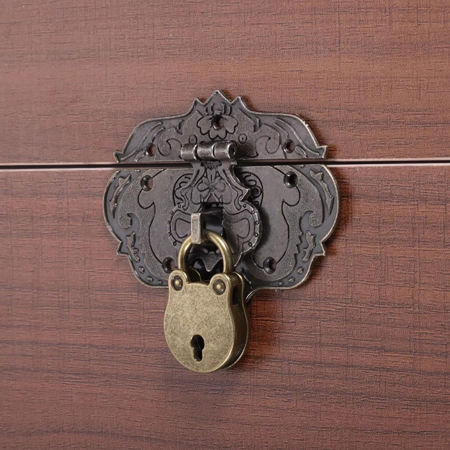 Bronze Antique Decorative Brass Hasp Clasp Lock Set for Jewelry & Wooden Boxes