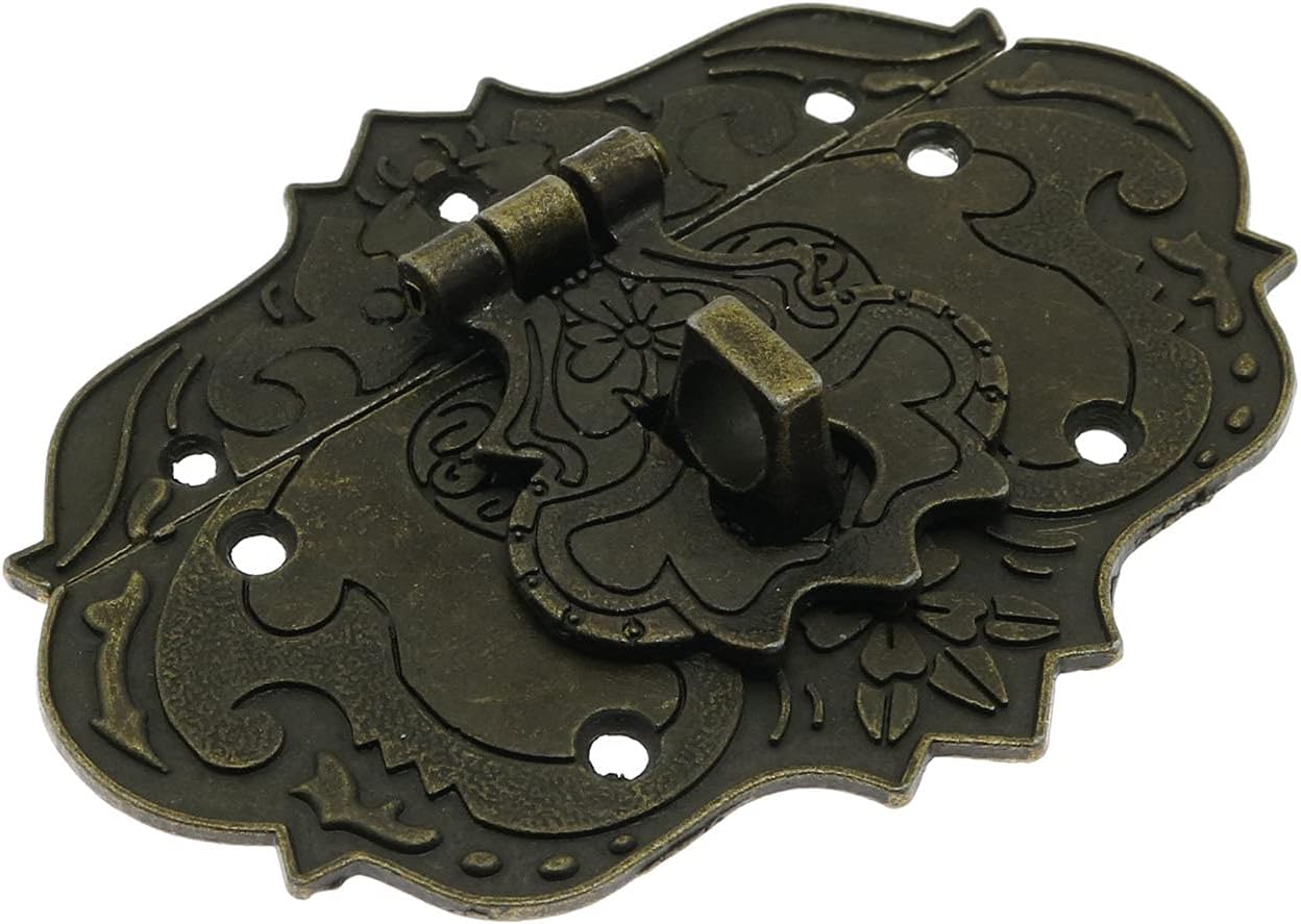 Bronze Antique Embossing Brass Hasp Clasp Latch Lock for Jewelry Box Wooden Case Furniture