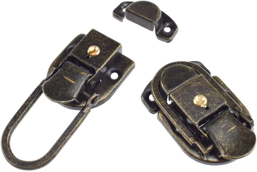 Bronze Antique Lock Latch Hasps with Keys and Screws for Wooden Box - 2 PCS