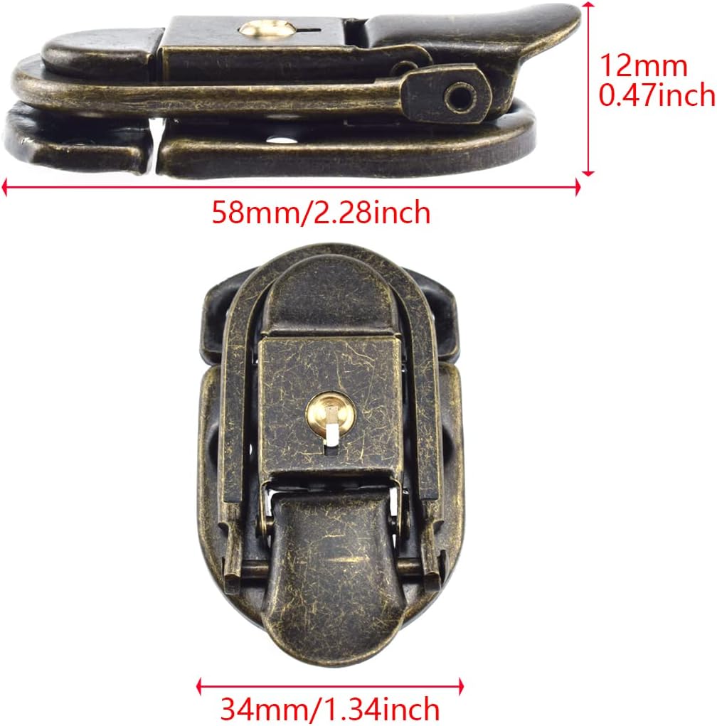 Bronze Antique Lock Latch Hasps with Keys and Screws for Wooden Box - 2 PCS