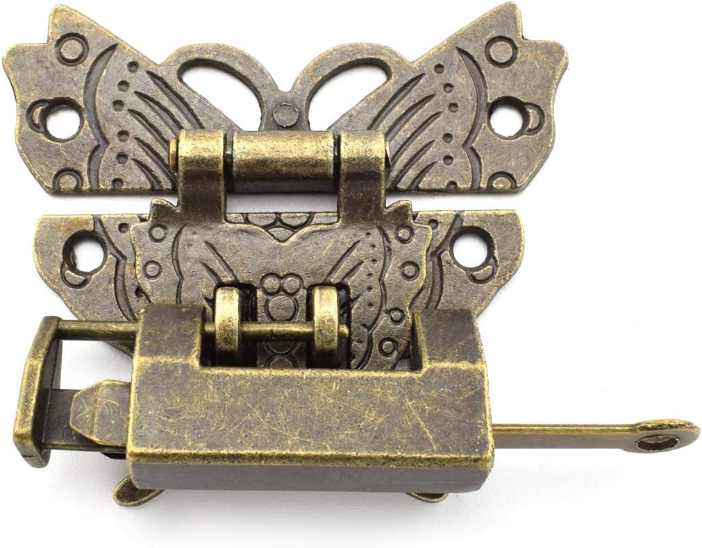 Bronze Antique Style Butterfly Shaped Jewelry Box Hardware Kit with Padlock and Screws